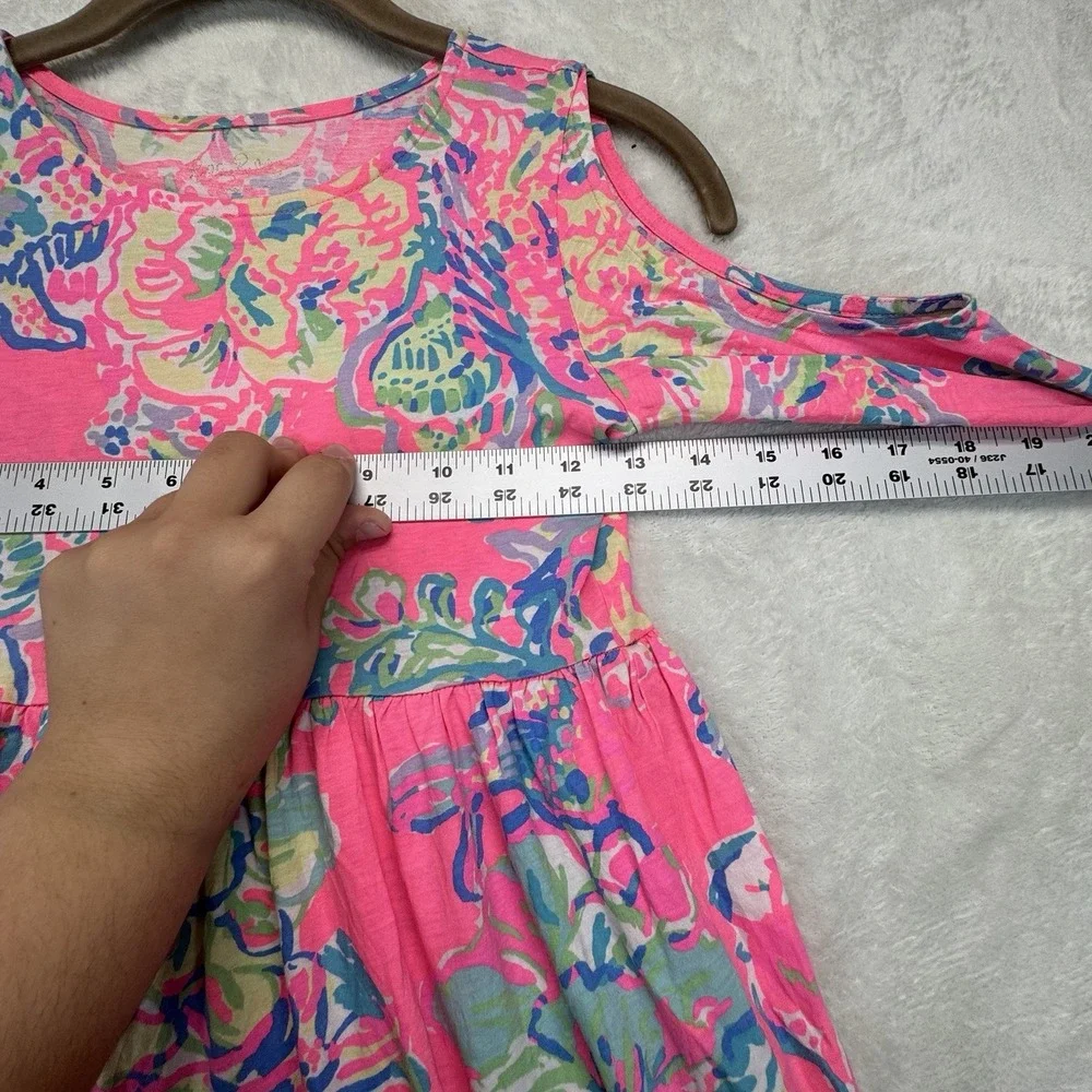 Lilly Pulitzer Cold Shoulder Dress Girls 16-18 Pink Floral Beach Vacation